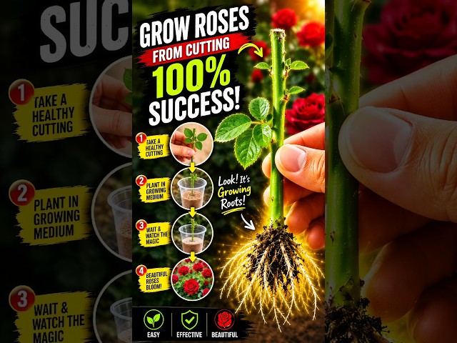 Amazing! Rose Cutting Started Growing Roots – You Must Try This 🌱 #shorts