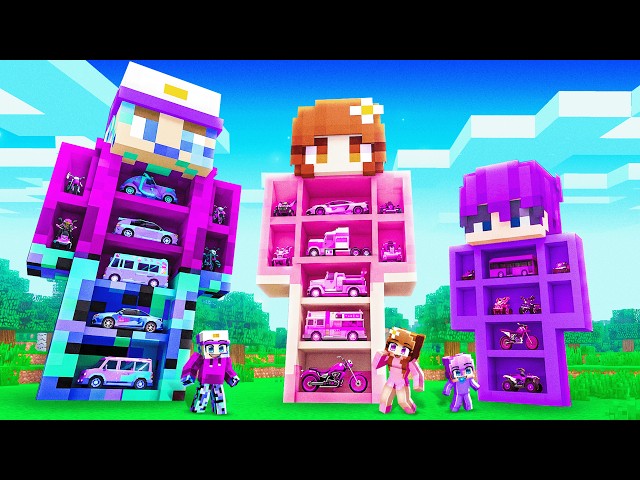 We Built CAR GARAGES Inside GIANT Minecraft Statues!