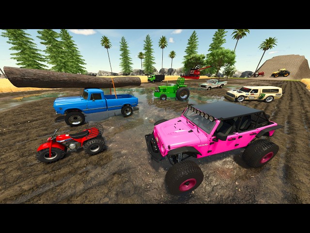 Racing Random Cars Through Muddy Farm