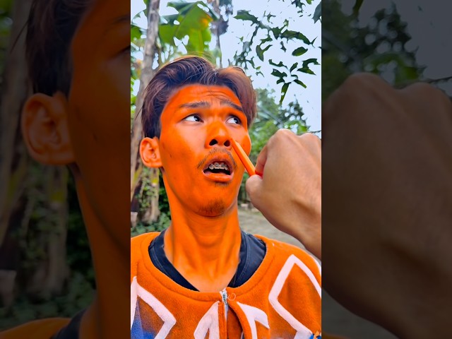 Funny twin father pranks change color into orange human😂 #fyp #shorts #funny