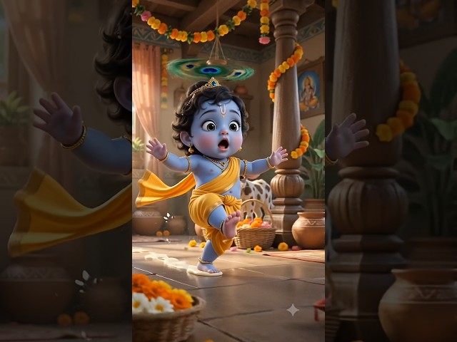 🧈 माखन ने कान्हा को पकड़ लिया! 😂 #Krishna #BabyKrishna #Shorts #Viral#Trending#YouTubeShorts#FYP