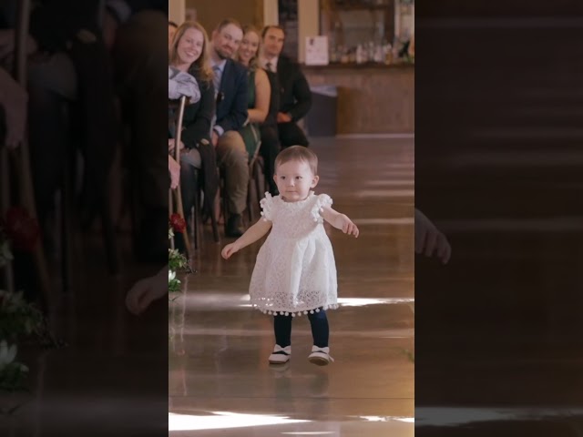The flower girl spots grandpa. #weddinginspo #weddingparty #weddings #flowergirl #2023bride #cute