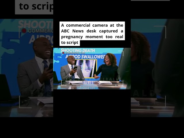 A commercial camera at the ABC News desk captured a pregnancy moment too real to script