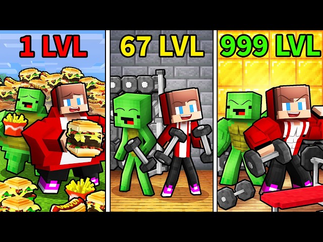 JJ and Mikey: From FAT To STRONG Evolution in Minecraft!